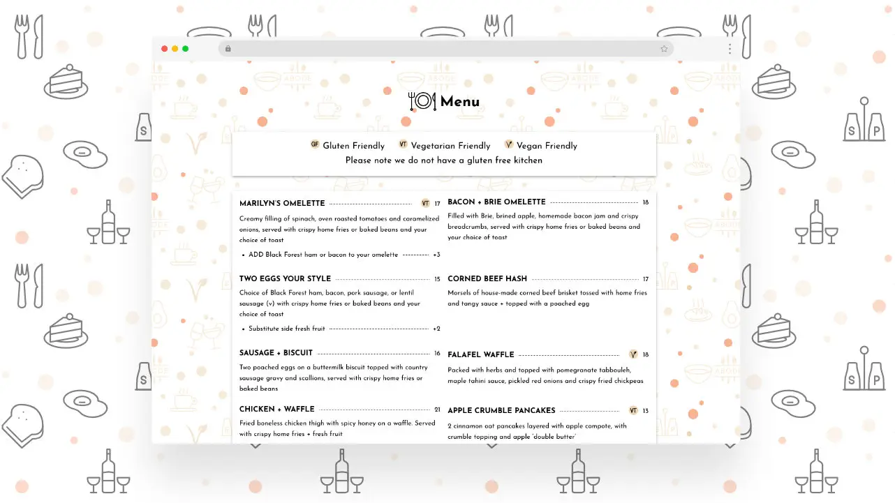 abode restaurant menu